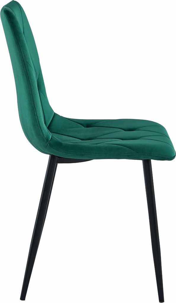 AKCIA Tmavozelená zamatová jedálenská stolička LIBRA s čiernymi nohami II. akosť