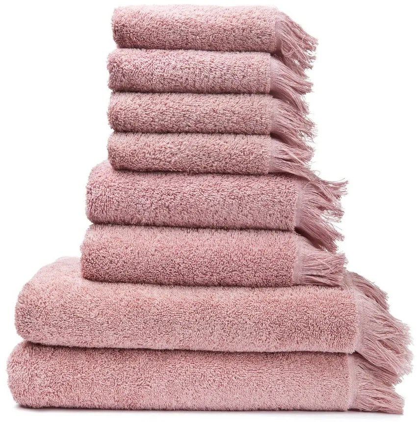 Sada 6 ružových uterákov a 2 osušiek zo 100 % bavlny Bonami Selection