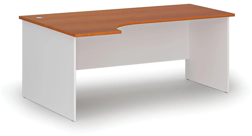 Kancelársky rohový pracovný stôl PRIMO WHITE, 1800 x 1200 mm, ľavý, biela/čerešňa
