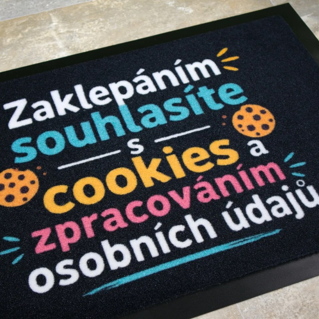 Mercury Flooring, Rohožka Zaklopaním súhlasíte s cookies 40x60 cm, 40x60, čierna