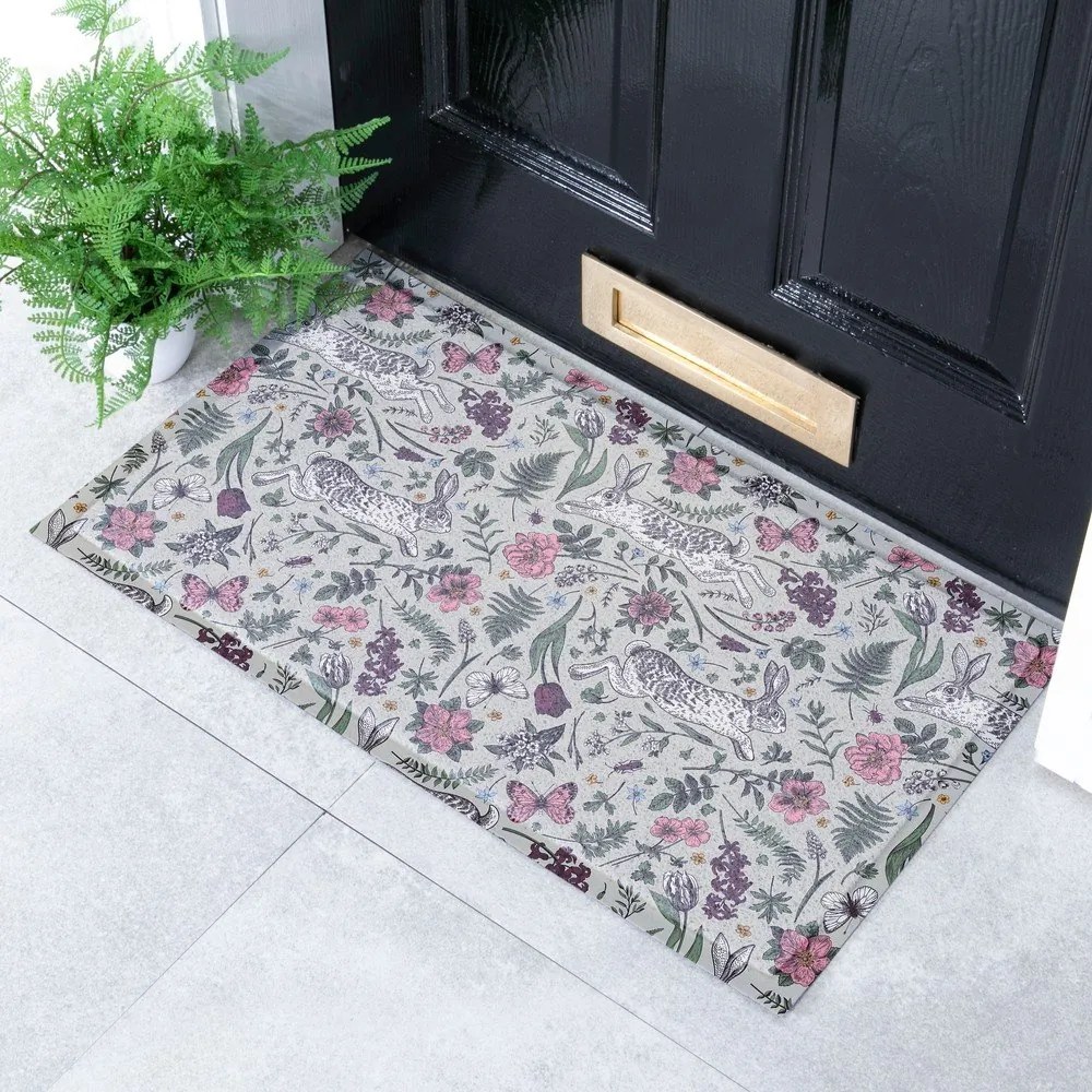 Rohožka z PVC 40x70 cm Hare Wildflowers – Artsy Doormats