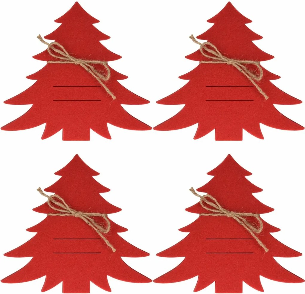 Vrecko na príbory X-Mas Tree červená, sada 4 ks