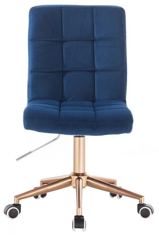 LuxuryForm DESIGN Stolička TOLEDO VELUR na zlatej podstave s kolieskami - modrá