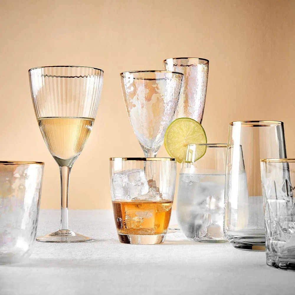 GOLDEN TWENTIES Poháre na víno so zlatým okrajom 280 ml