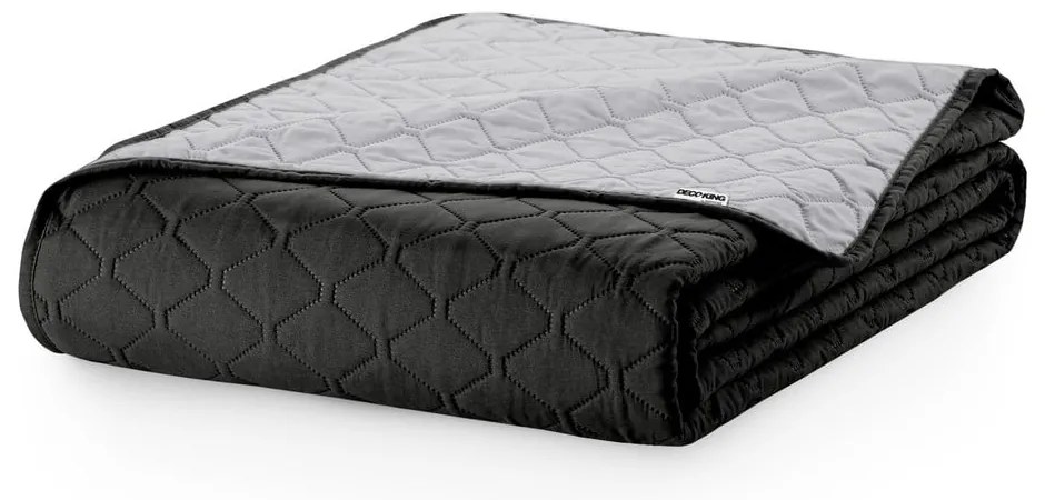 Čierno-strieborný obojstranný pléd z mikrovlákna DecoKing Axel, 220 × 240 cm