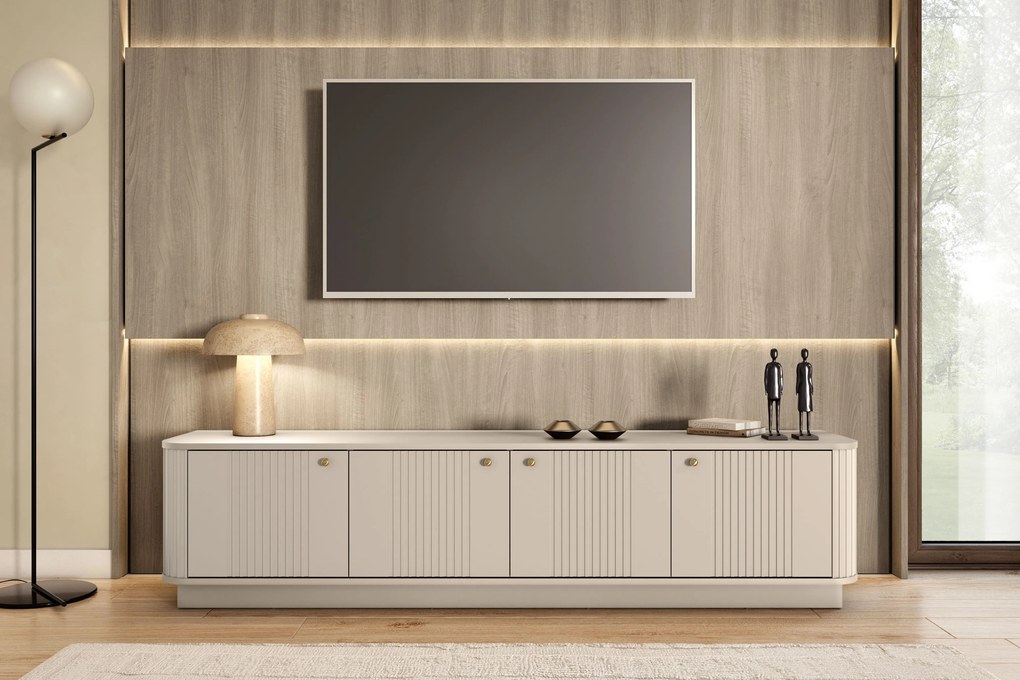 TV stolík Vesper 187 cm 4D - kašmír / zlaté úchyty