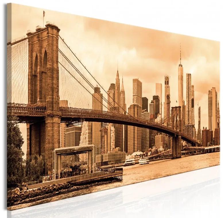 Artgeist Obraz - Road to Manhattan (1 Part) Narrow Sepia Veľkosť: 150x50, Verzia: Premium Print
