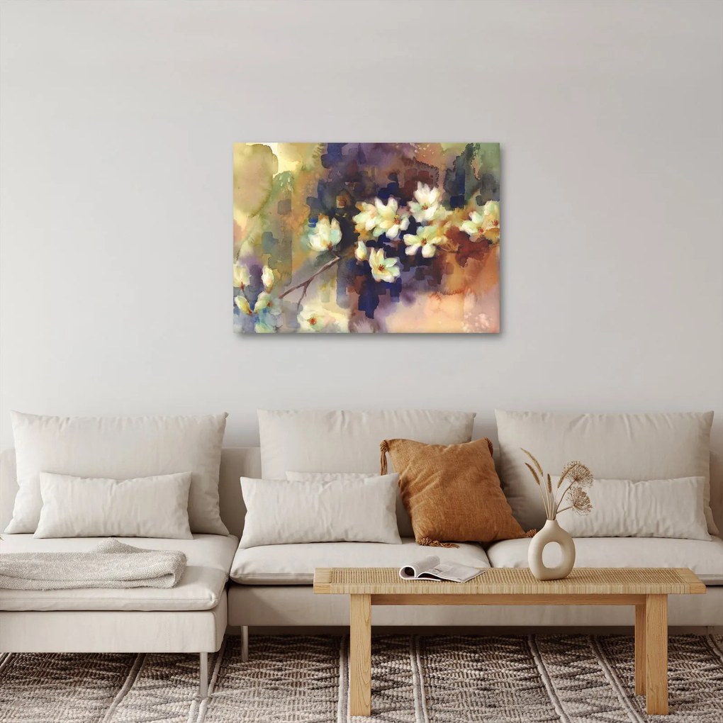 Obraz - Biele magnólie, maľba (70x50 cm)