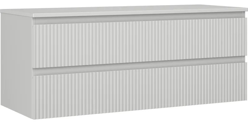 Mexen Rivel, kúpeľňová skrinka 120 cm s pracovnou doskou, 2 zásuvky, drážkovaná, matná sivá, 91A20-12047-2-BFFC62
