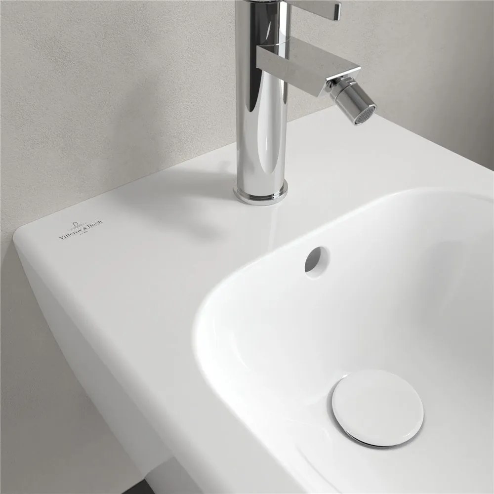 VILLEROY &amp; BOCH Avento závesný bidet s otvorom, s prepadom, 370 x 530 mm, biela alpská, s povrchom CeramicPlus, 540500R1