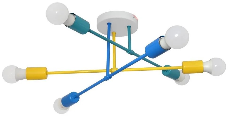 Prisadený luster CAMBRIDGE 6xE27/20W/230V modrá/žltá