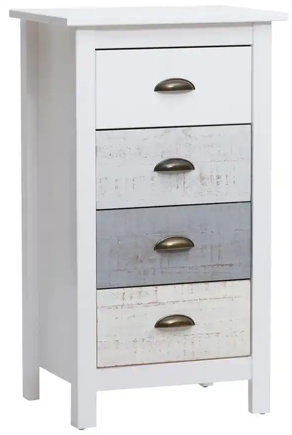 Vysoká bielo-sivá komoda so 4 zásuvkami Marckeric Romantica, 46 × 80 cm |  BIANO