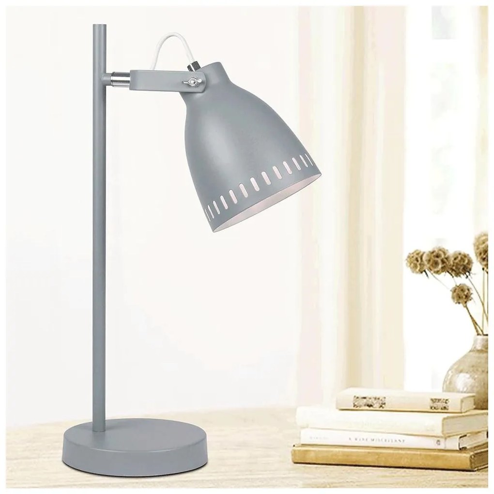 Stolná lampa, sivá/kov, AIDEN TYP 1