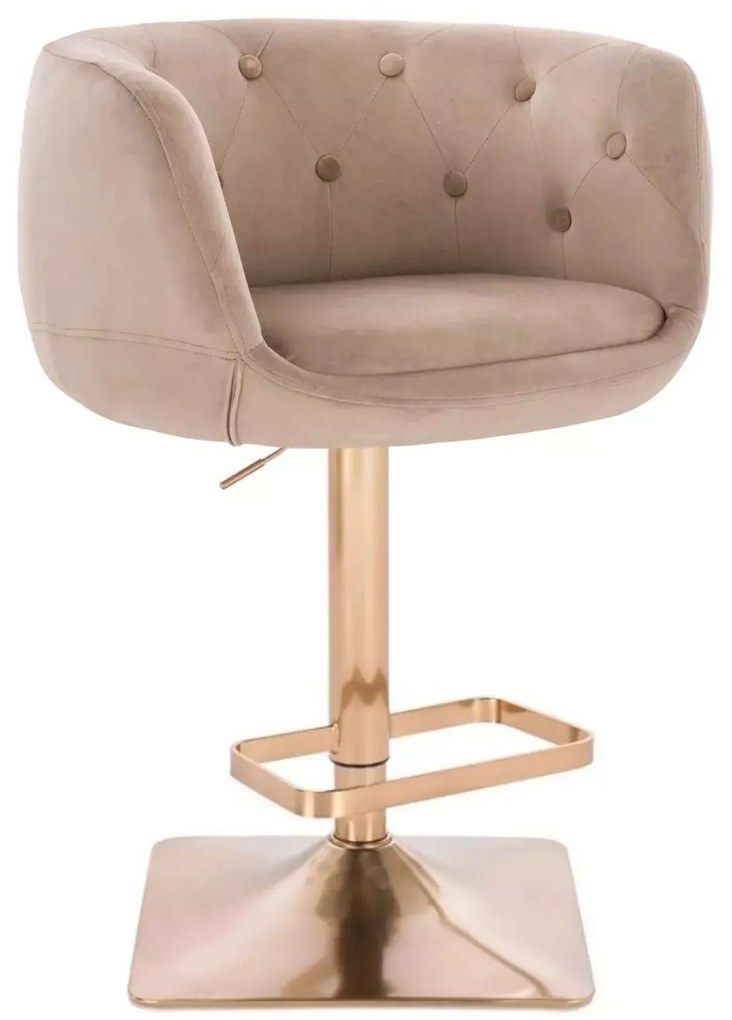 LuxuryForm DESIGN Barová stolička MONTANA VELUR na zlatej hranatej podstave - latte