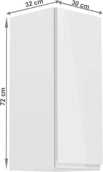 Horná kuchynská skrinka Aurora G30 P - biela / biely lesk