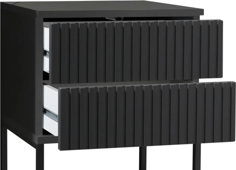 Nočný stolík s 2 zásuvkami Marle, grafitový