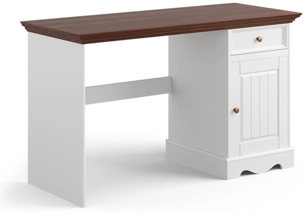 Masívny písací stôl Belluno Elegante 2 - biela