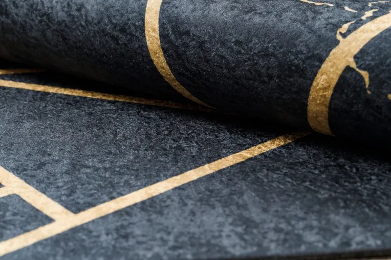 Dywany Łuszczów, Kusový koberec ANDRE Marble 1222, 80x150, čierna, chodba / predsieň