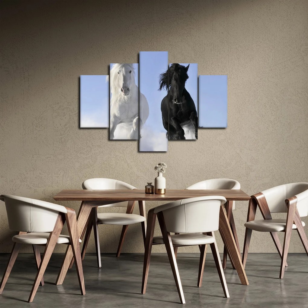 Obraz - Kone v zime (150x105 cm)