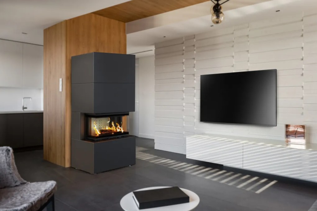 Modulárny krb HOME EASY BOX - NBC 7 čierny trojstranné presklenie