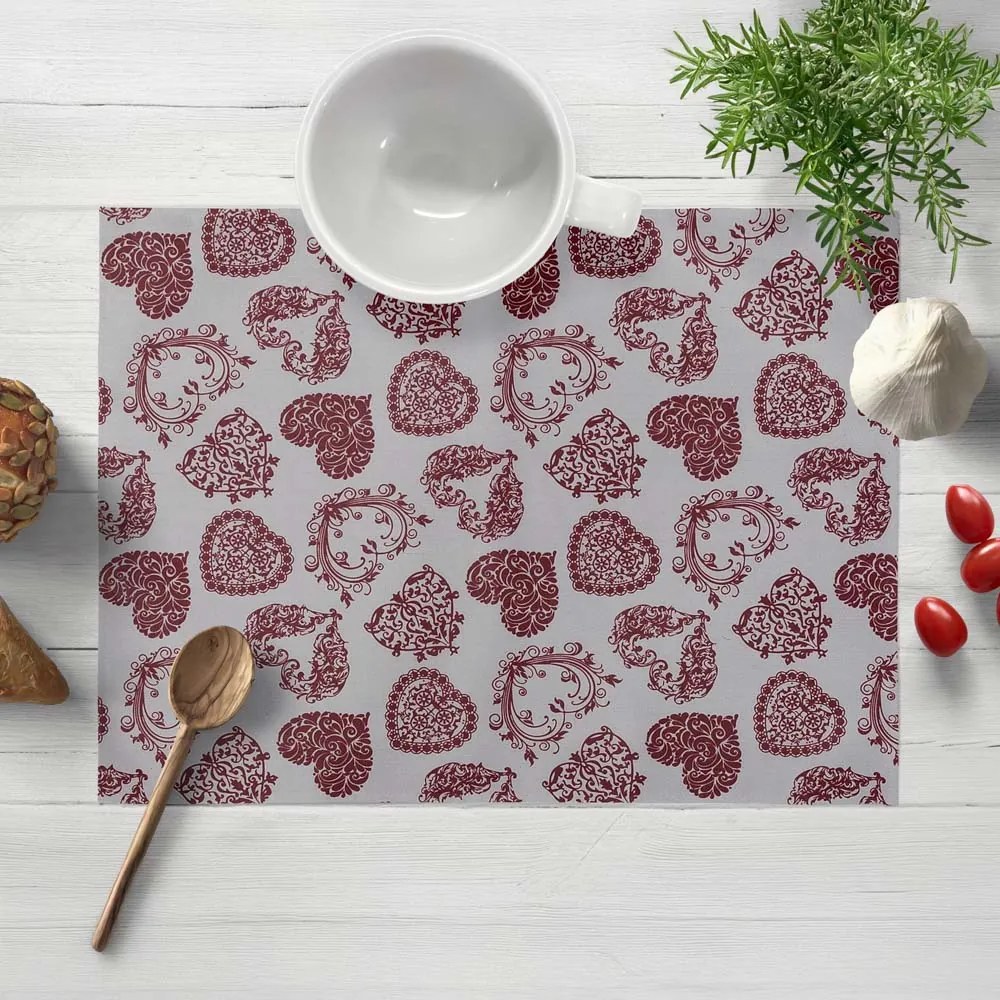 Biante Dekoračné prestieranie na stôl PML-095 Vínové srdcia na sivom 35x45 cm