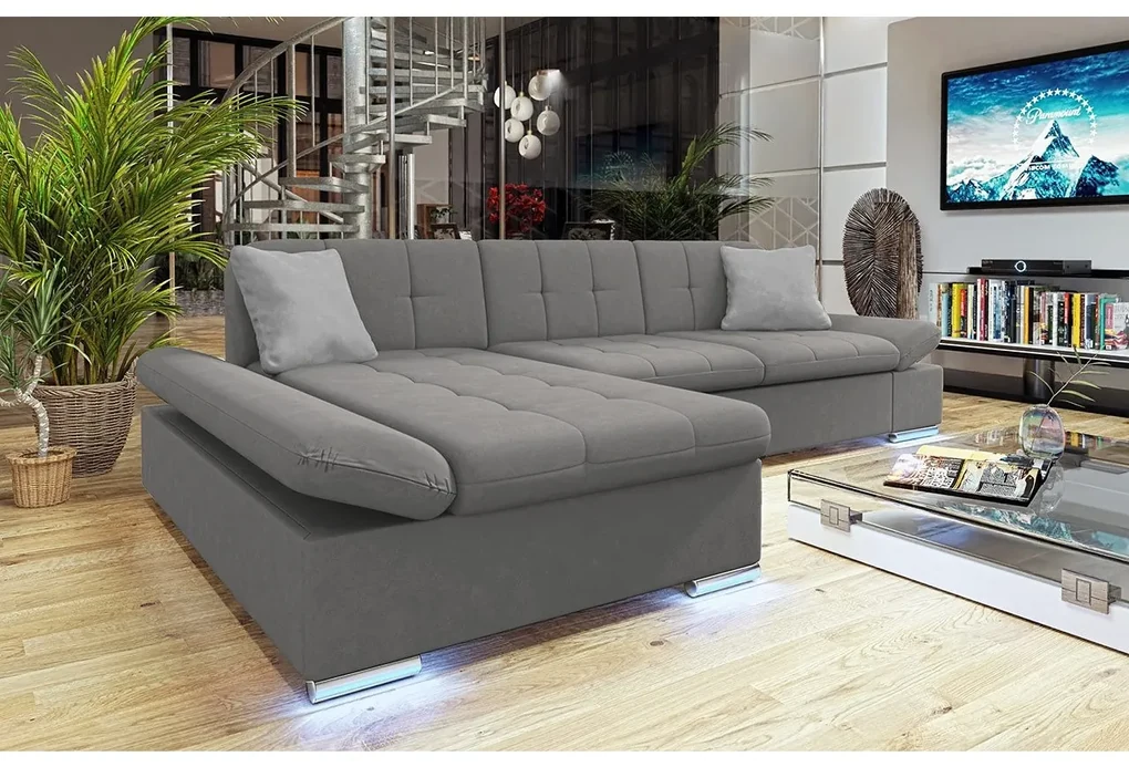 Rohová sedačka Laviva LED, Dostupné poťahy: ekokoža Soft 017 + Uttario Velvet 2967 + Uttario Velvet 2959, Strana: pravá