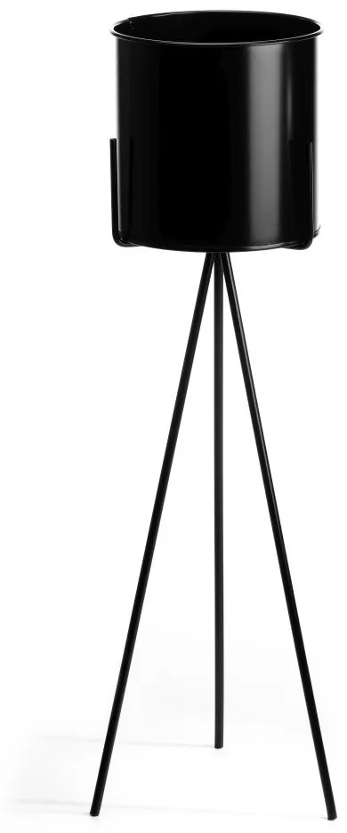 KOVOVÝ KVETINÁČ SO STOJANOM TRIPOD 80X25 CM ČIERNA