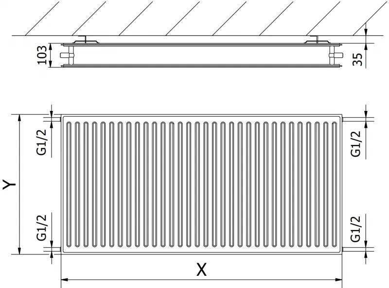 Mexen CH20 Hygienický panelový radiátor 600 x 400 mm, bočné pripojenie, 440 W, biela, W420H-060-040-00