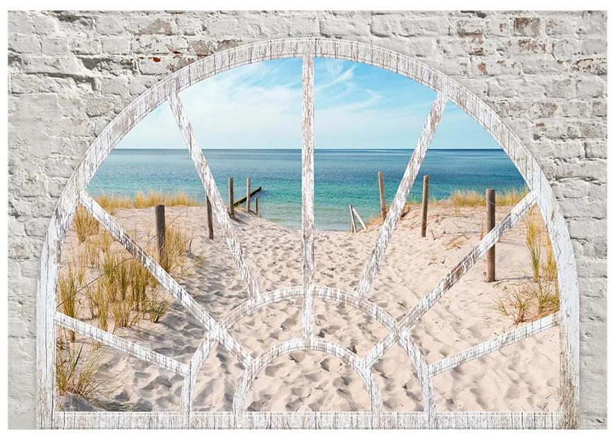 Artgeist Fototapeta - Window View - Beach Veľkosť: 100x70, Verzia: Standard