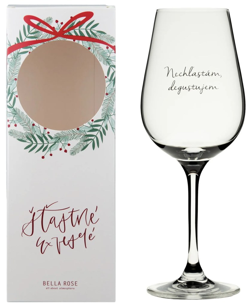 Bella Rose Pohár na víno Nechľastám, degustujem + vianočná krabička