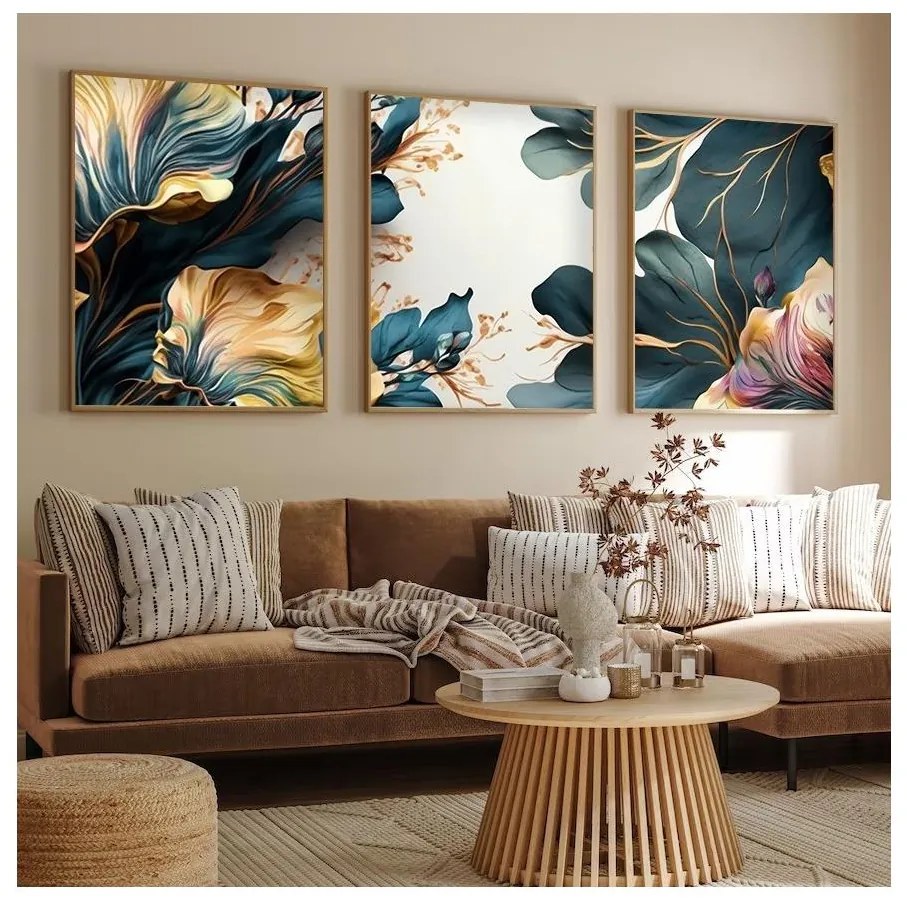 SADA 3x Obraz vo fotorámčeku 50x70 cm rastliny