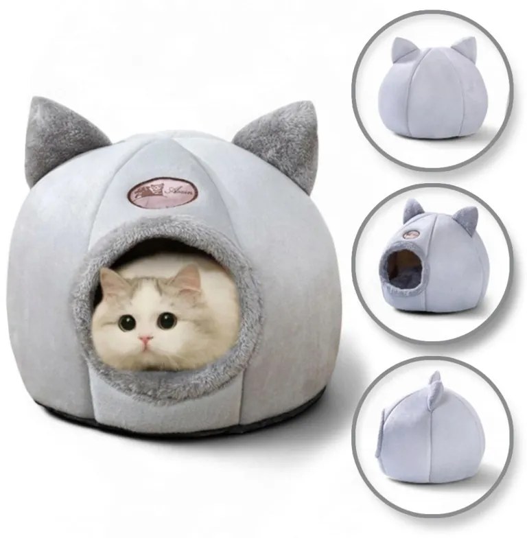 Plyšový pelech pre psa/mačku CATY TENT 33x33 cm, sivý