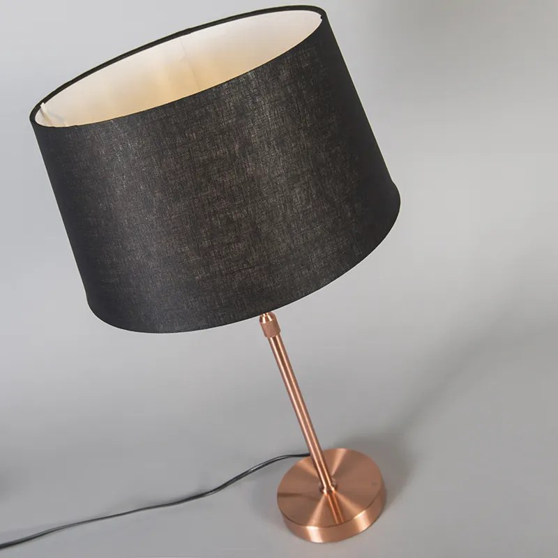 Stolná lampa medená s čiernym tienidlom 35 cm nastaviteľná - Parte