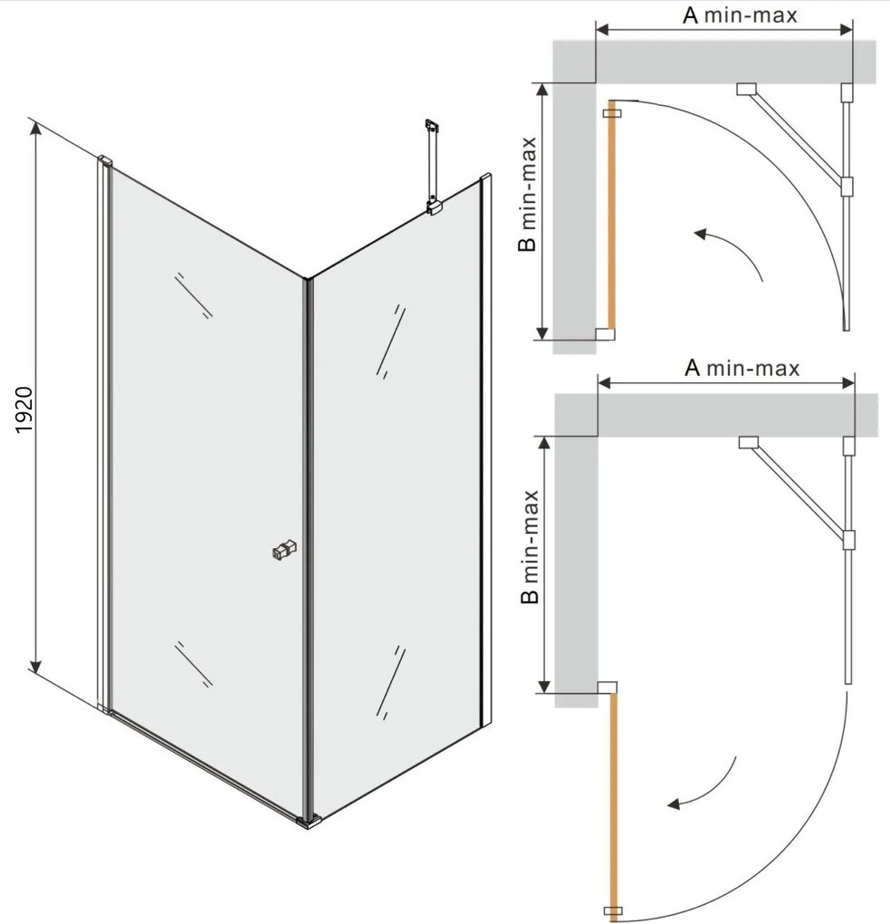 Sprchovací kút MEXEN PRETORIA 75x70 cm - 852-075-070-01-00