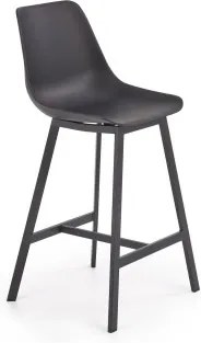 Barová stolička Isa (plast, kov, čierna)