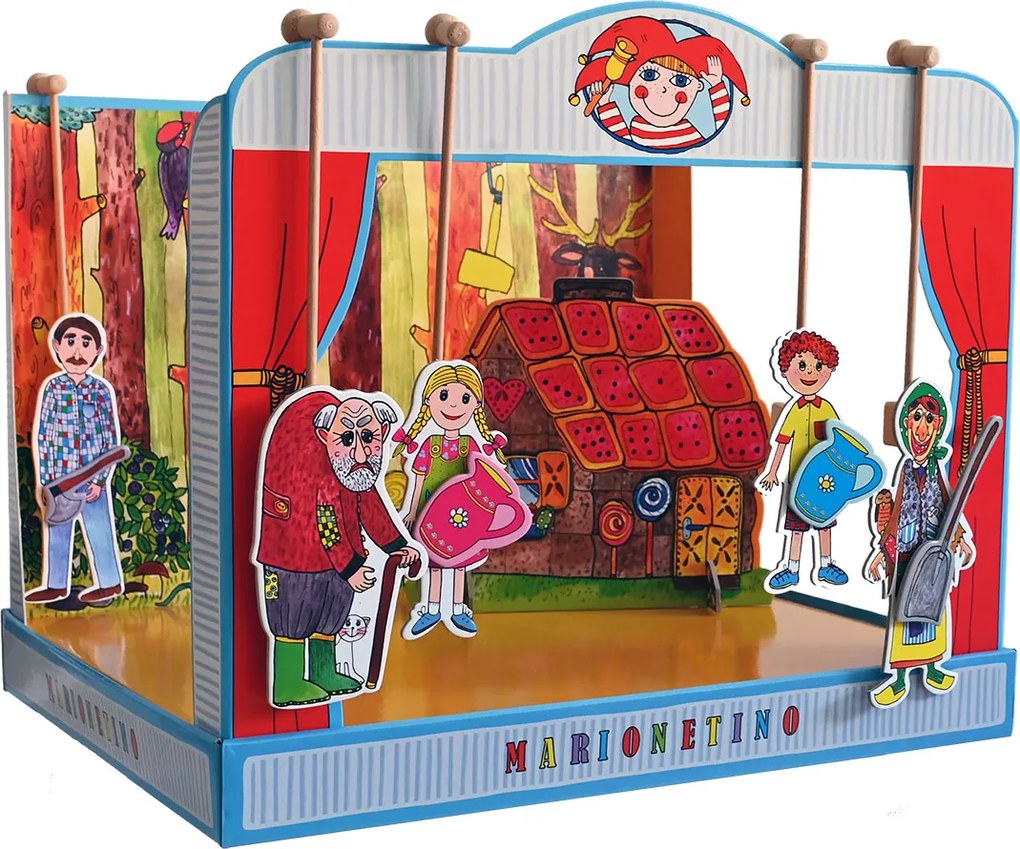 MARIONETINO Bábkové divadlo – Červená Čiapočka a Janko a Marienka (kompletný set, 9 bábok)