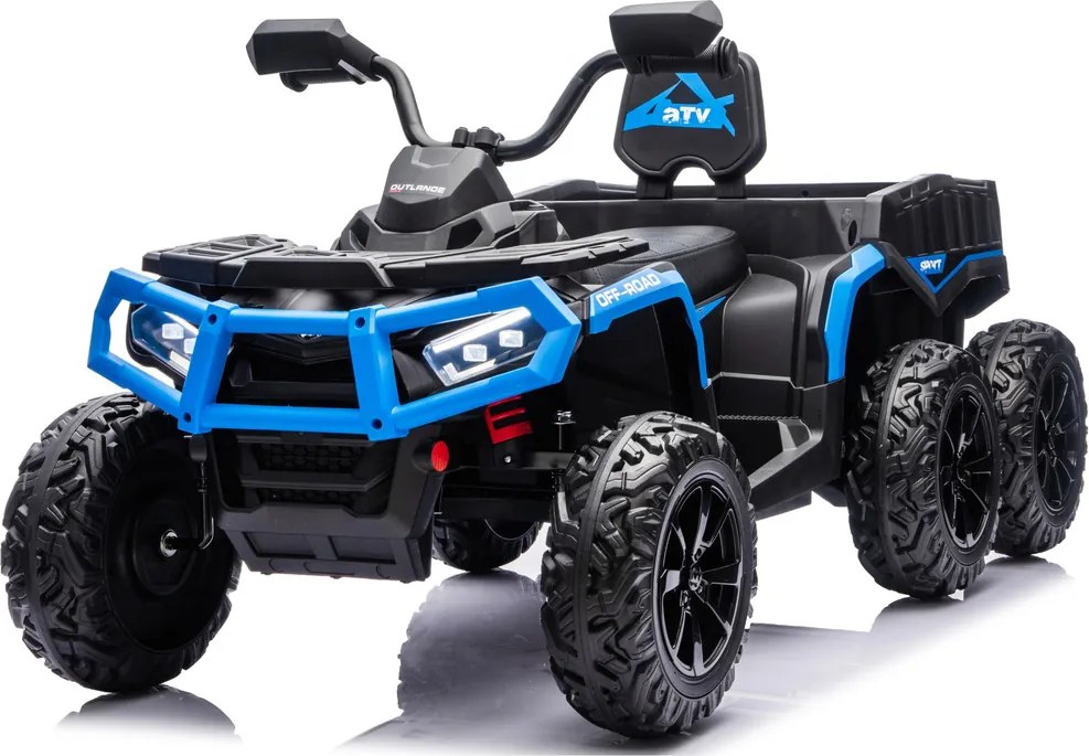 LEAN CARS Štvorkolka na batérie ATV 6 kolies s prívesom JC606 24V 4x4 modrá