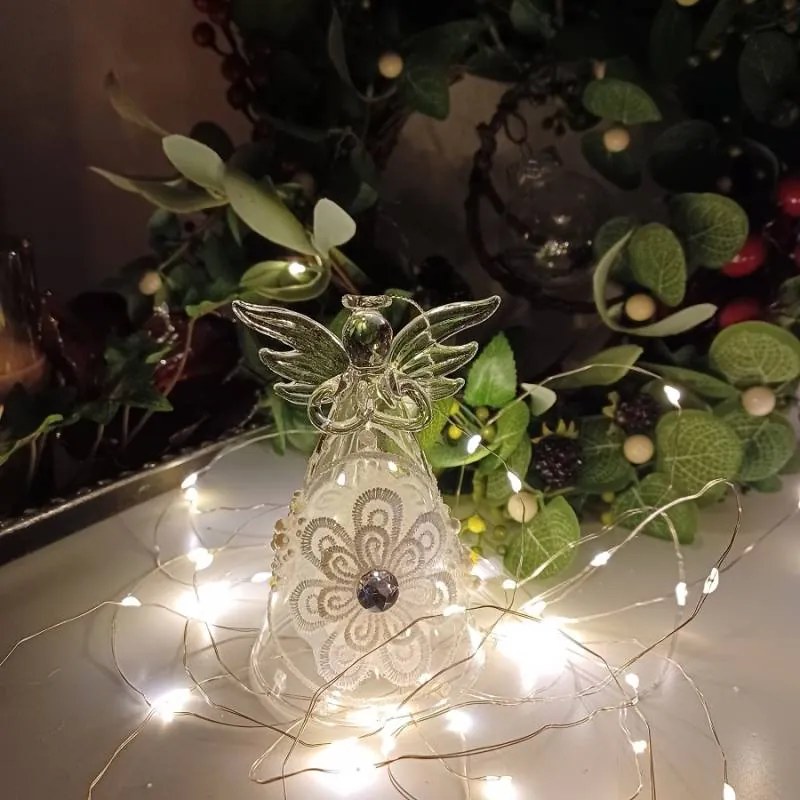 DECOLED Sklenený anjel, 7 x 11 cm