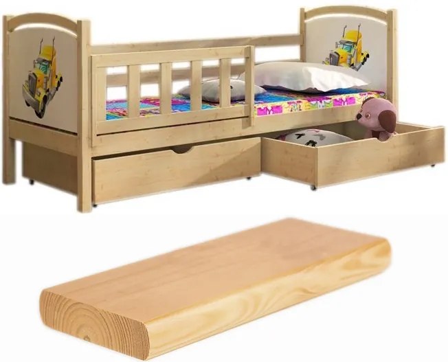 FA Oľga 13 200x90 detská posteľ s motívom Farba: Prírodná, Variant rošt: Bez roštu (-3 Eur)