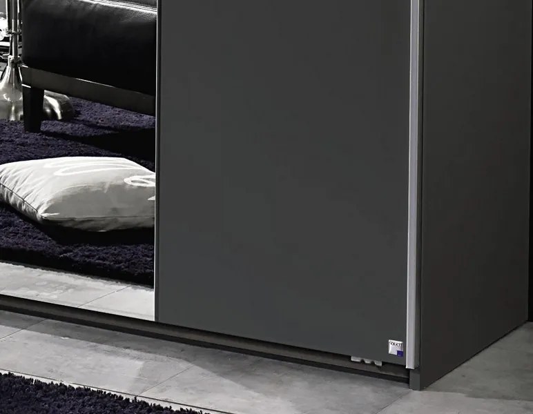 Šatníková skriňa Prenzlau, 218 cm,tmavá sivá / sivý betón