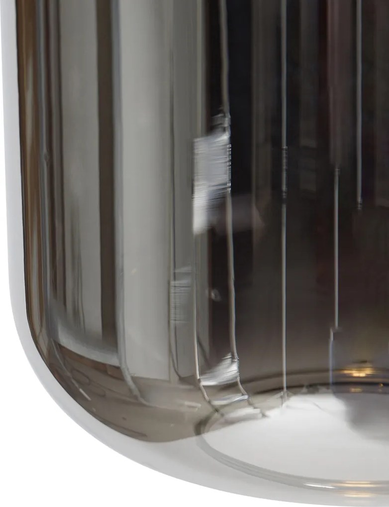 Závesné svietidlo čierne so zlatom a dymovým sklom vrátane 4 PUCC - Zuzanna