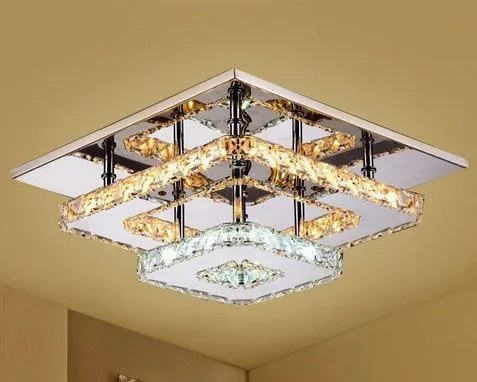 Toolight - LED krištáľová stropná lampa 8W štvorcová 30x30cm APP409-C, teplé svetlo 3000K, OSW-65007