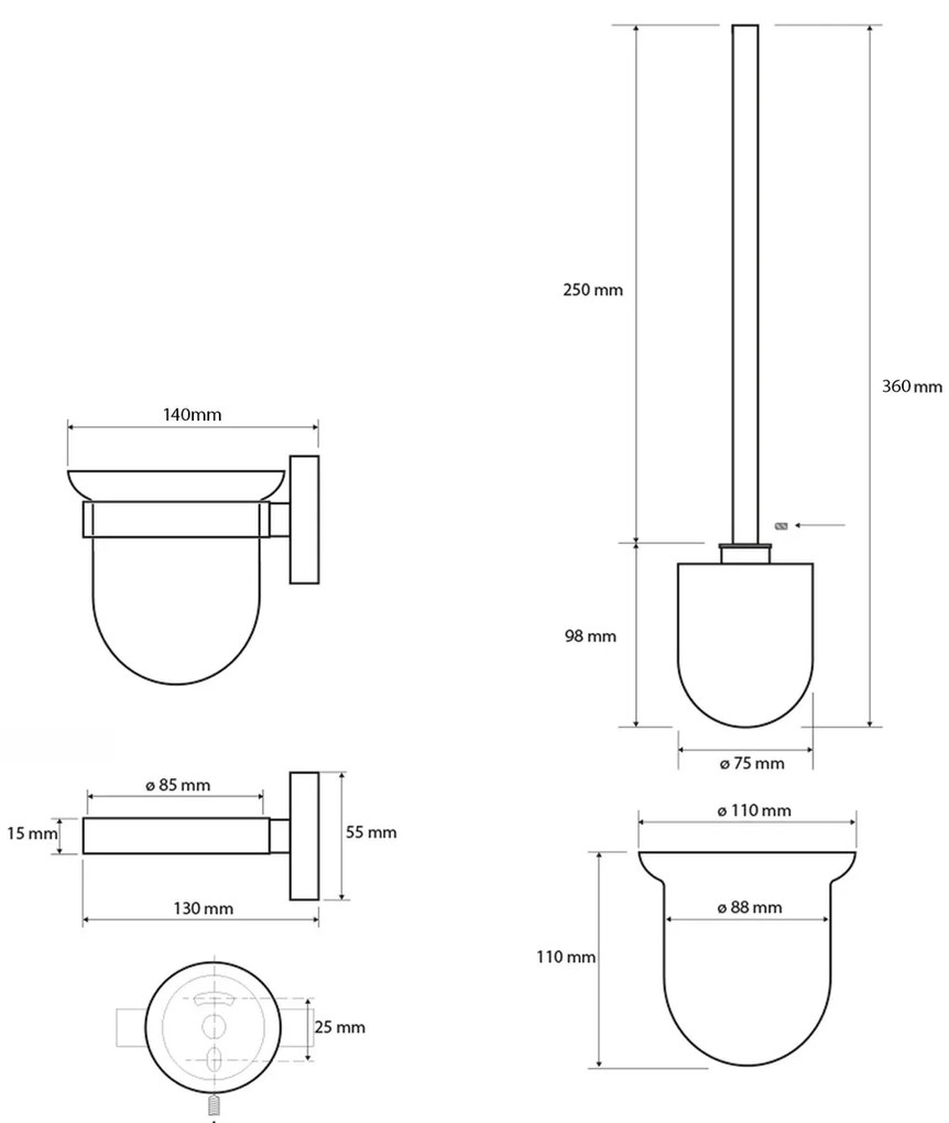 SAPHO XS301 X-Steel WC kefa nástenná, brúsená nehrdz. oceľ