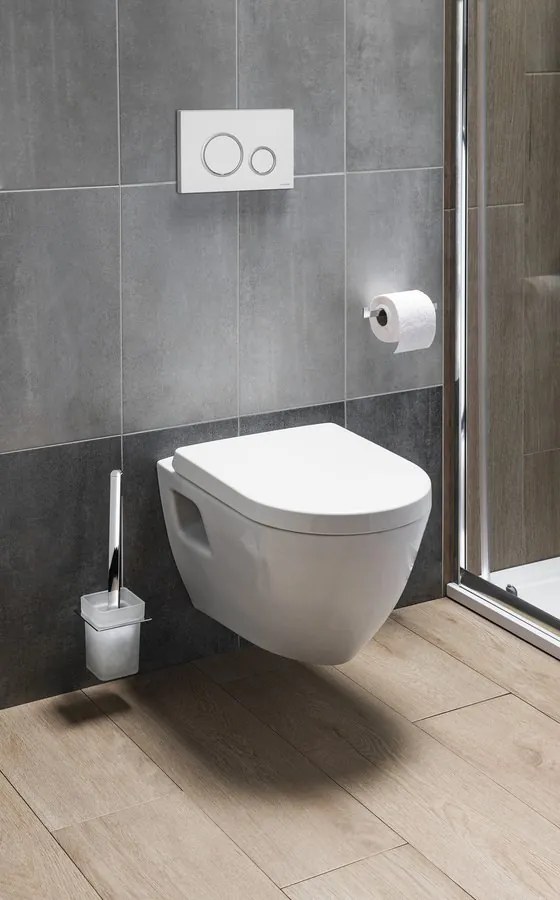 Sapho Sapho, závesné WC NERA s podomietkovou nádržkou a tlačidlom Schwab, biela, NS952-SET5