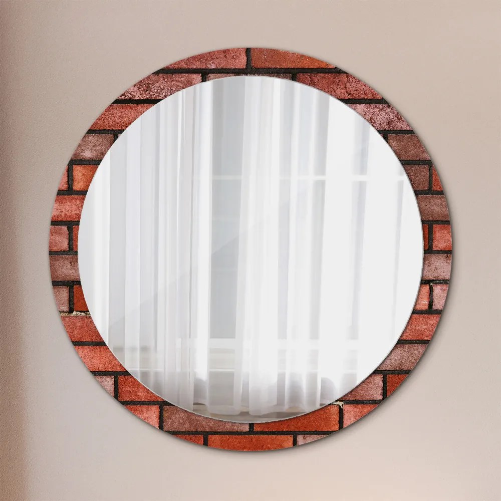 Okrúhle ozdobné zrkadlo na stenu Červená tehla fi 100 cm
