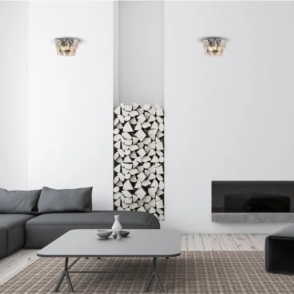 Krištáľové nástenné svietidlo CHELSEA 2xE14/40W/230V chróm