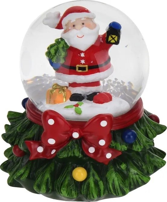 Vianočná guľa so snehovým efektom Santa Claus 6,5 cm