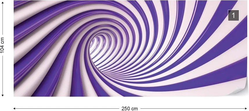 Fototapeta GLIX - 3D Swirl Tunnel Purple And White + lepidlo ZADARMO Vliesová tapeta  - 250x104 cm