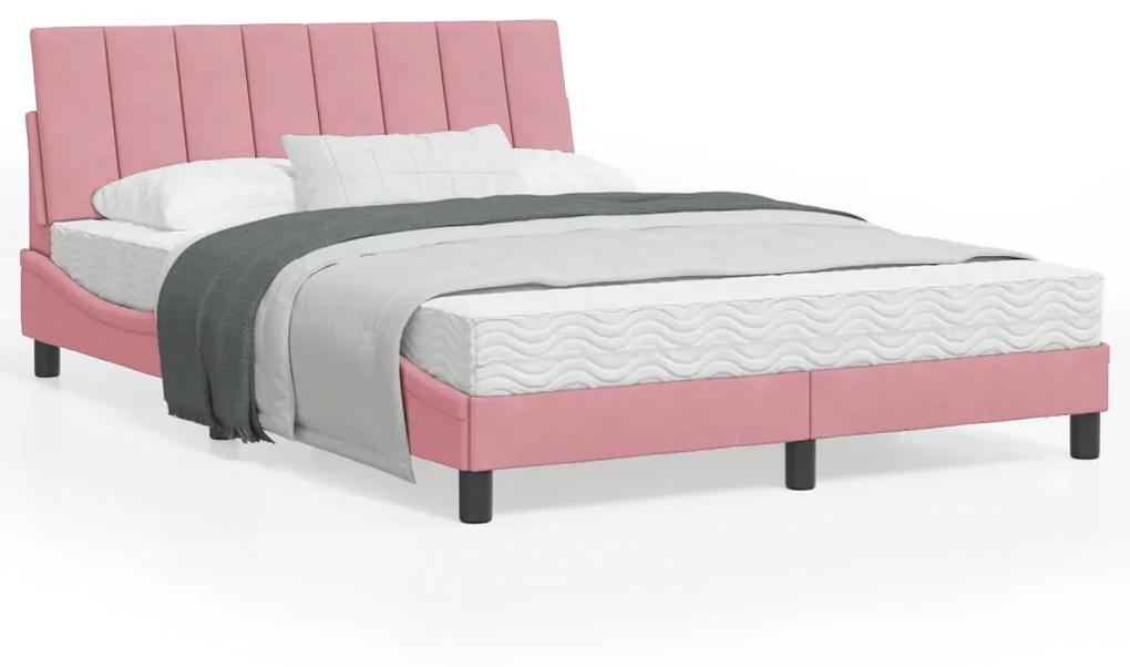 Rám postele s čelom ružový 140x200 cm zamat 3207854