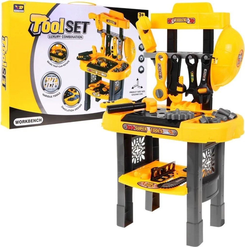 MULTISTORE Detská dielňa - pracovný stôl, nástrojová sada 23 dielov, hračka pre deti 3+